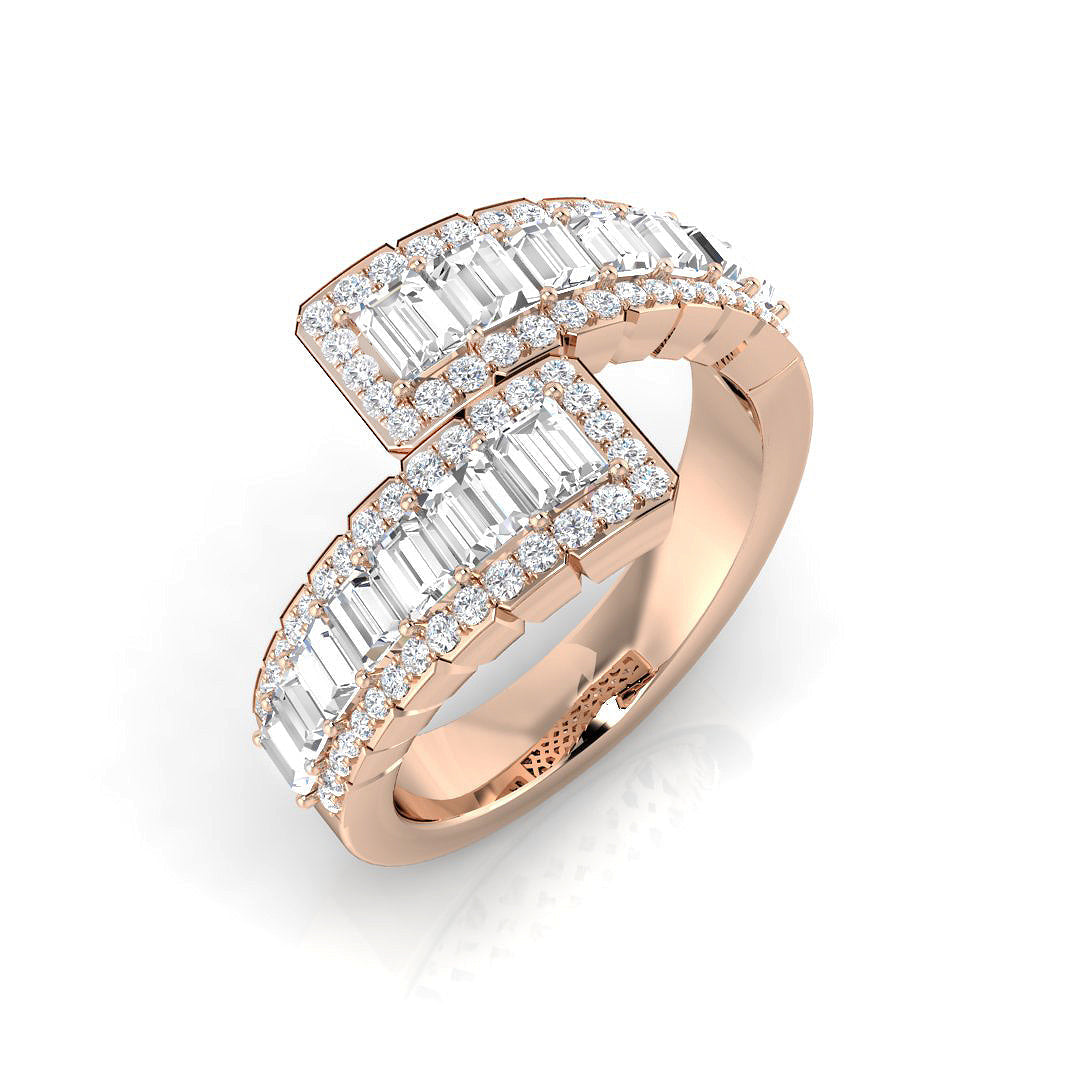 Baguette & Brilliant Diamond Ring 1.04ct – SR1569 – 18k Rose Gold