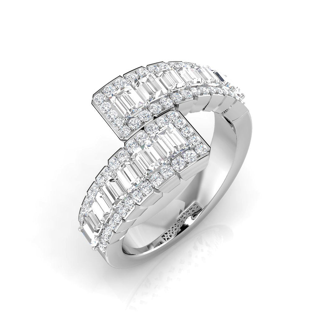 Baguette & Brilliant Diamond Ring 1.04ct – SR1569 – 18k White Gold