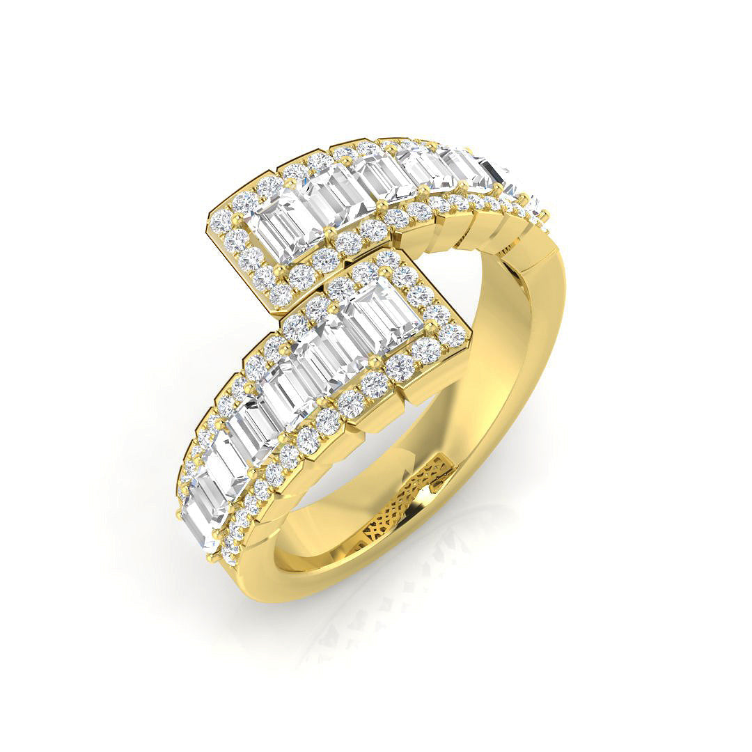Baguette & Brilliant Diamond Ring 1.04ct – SR1569 – 18k Yellow Gold