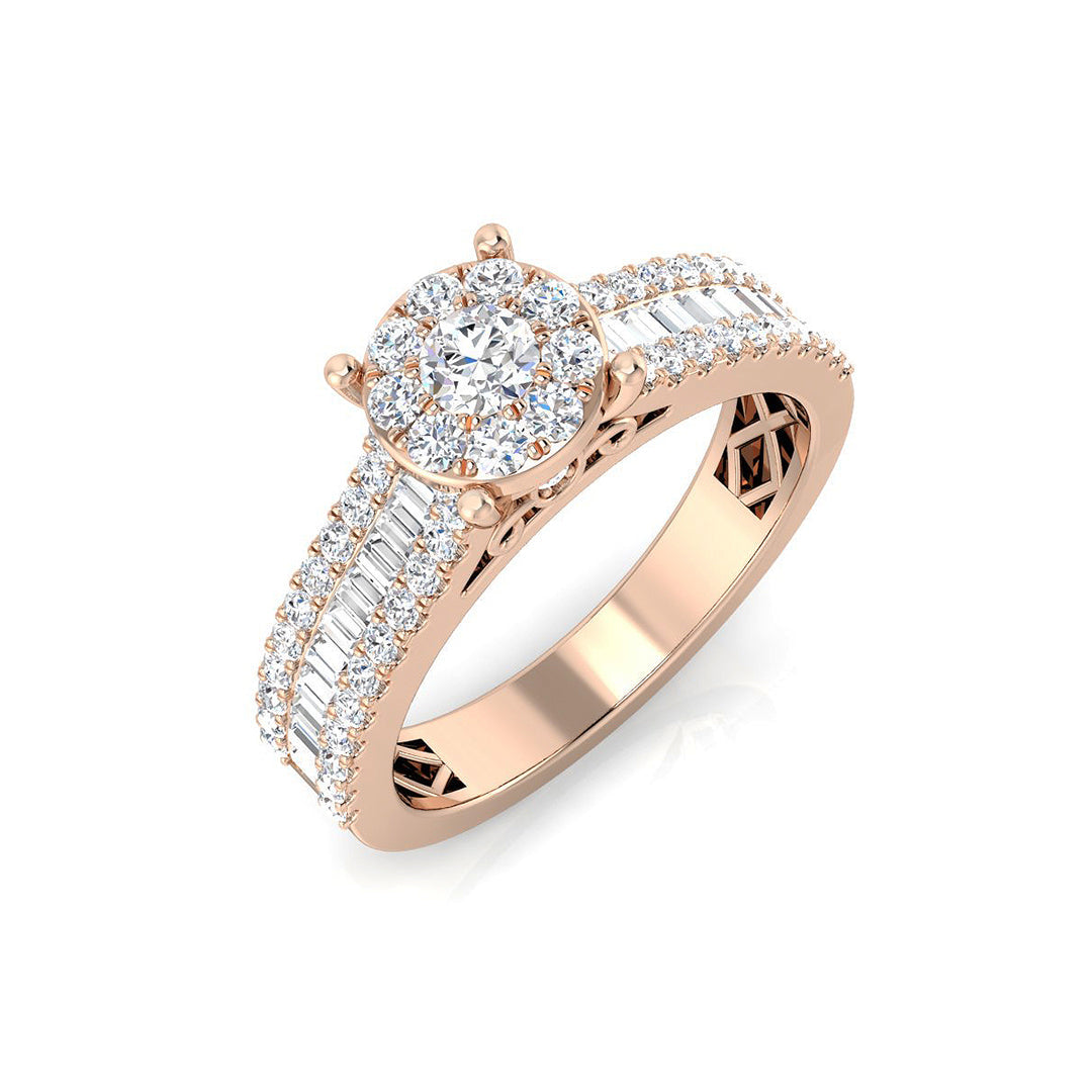 Baguette & Brilliant Diamond Ring 0.79ct–3.19ct – SR15 – 18k Rose Gold