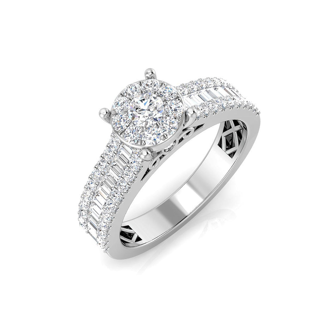 Baguette & Brilliant Diamond Ring 0.79ct–3.19ct – SR15 – 18k White Gold