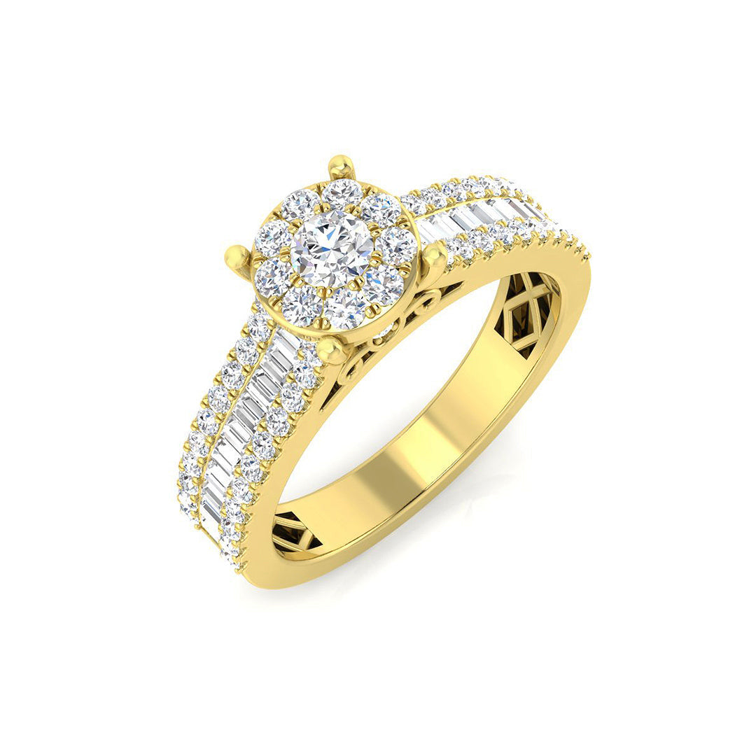 Baguette & Brilliant Diamond Ring 0.79ct–3.19ct – SR15 – 18k Yellow Gold