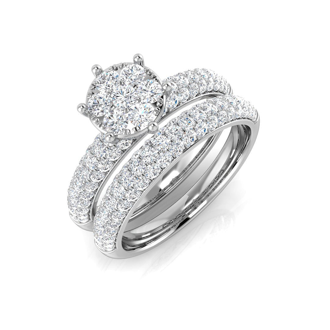 Cluster Diamond Ring 1.36ct – SR1778 – 18k White Gold