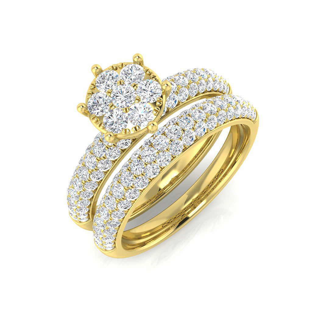 Cluster Diamond Ring 1.36ct – SR1778 – 18k Yellow Gold