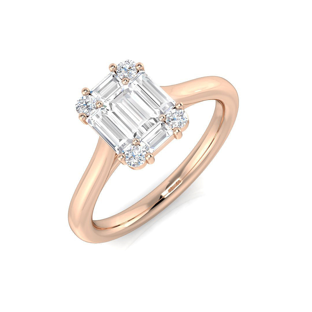 Baguette & Brilliant Diamond Ring 0.39ct – SR1856 – 18k Rose Gold