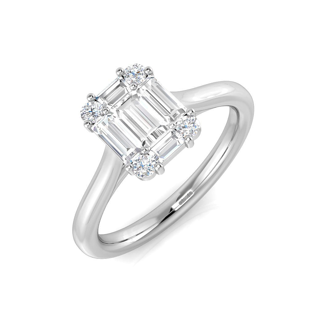 Baguette & Brilliant Diamond Ring 0.39ct – SR1856 – 18k White Gold