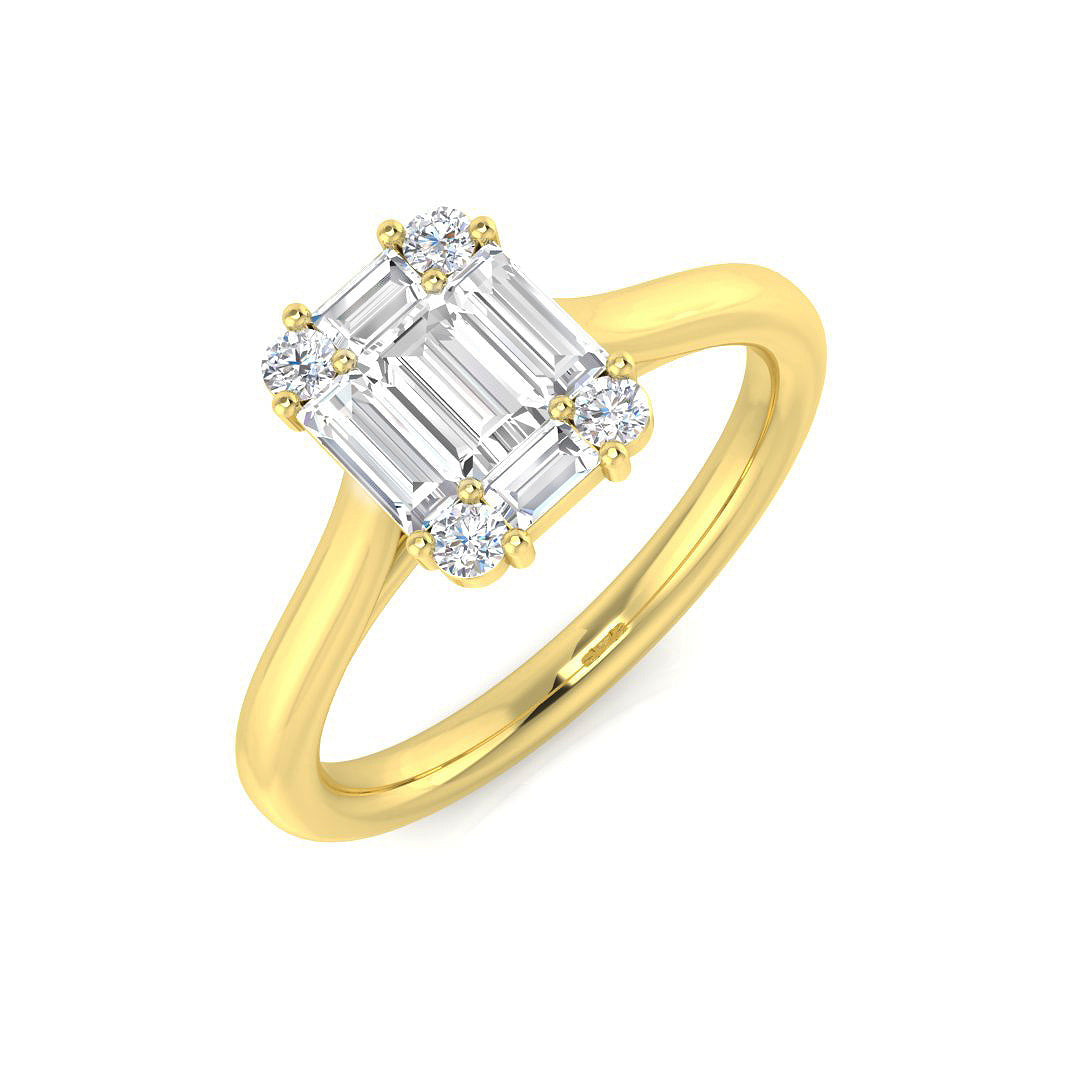 Baguette & Brilliant Diamond Ring 0.39ct – SR1856 – 18k Yellow Gold