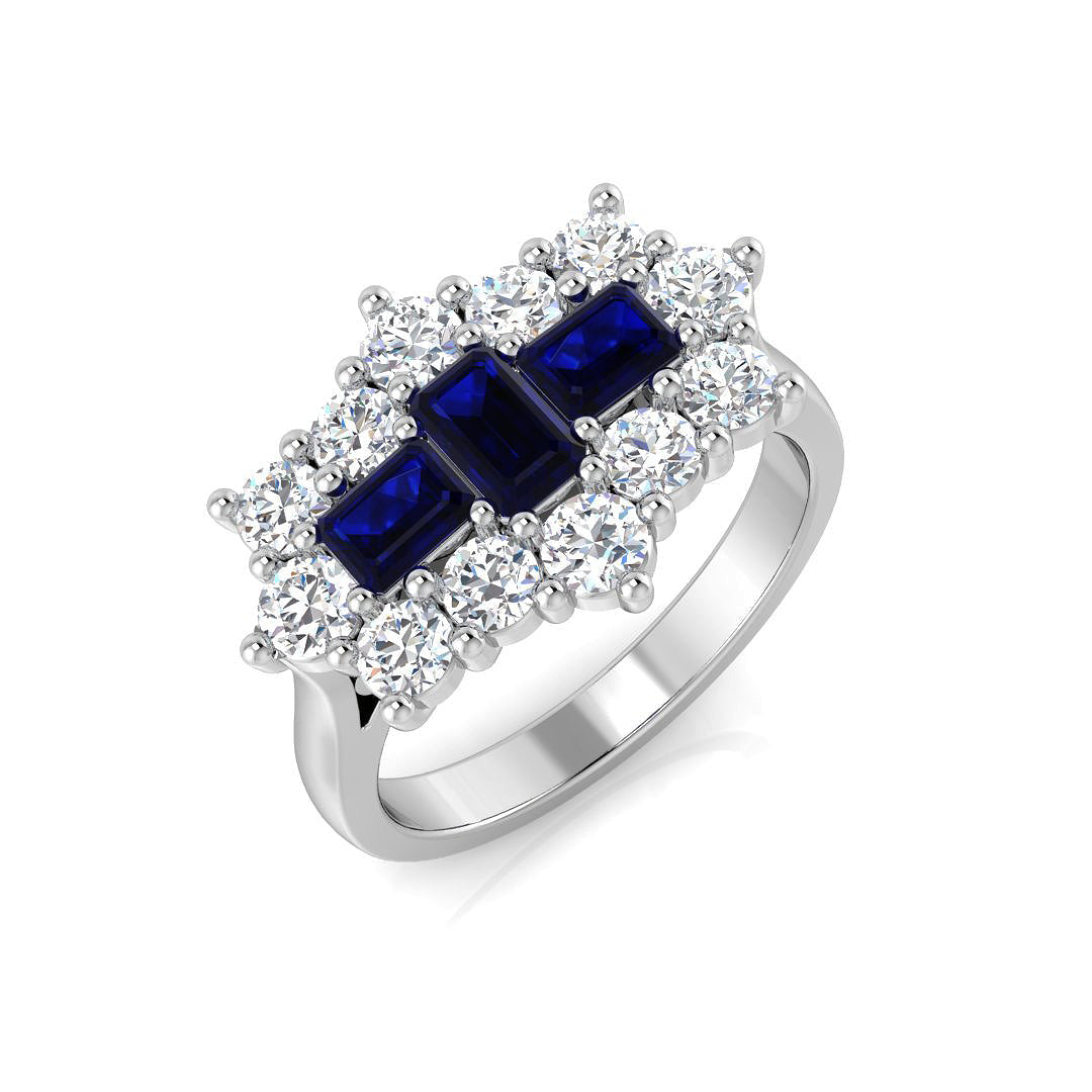 Boat Diamond Ring 2.08ct–2.35ct – SR1877~BS – 18k White Gold