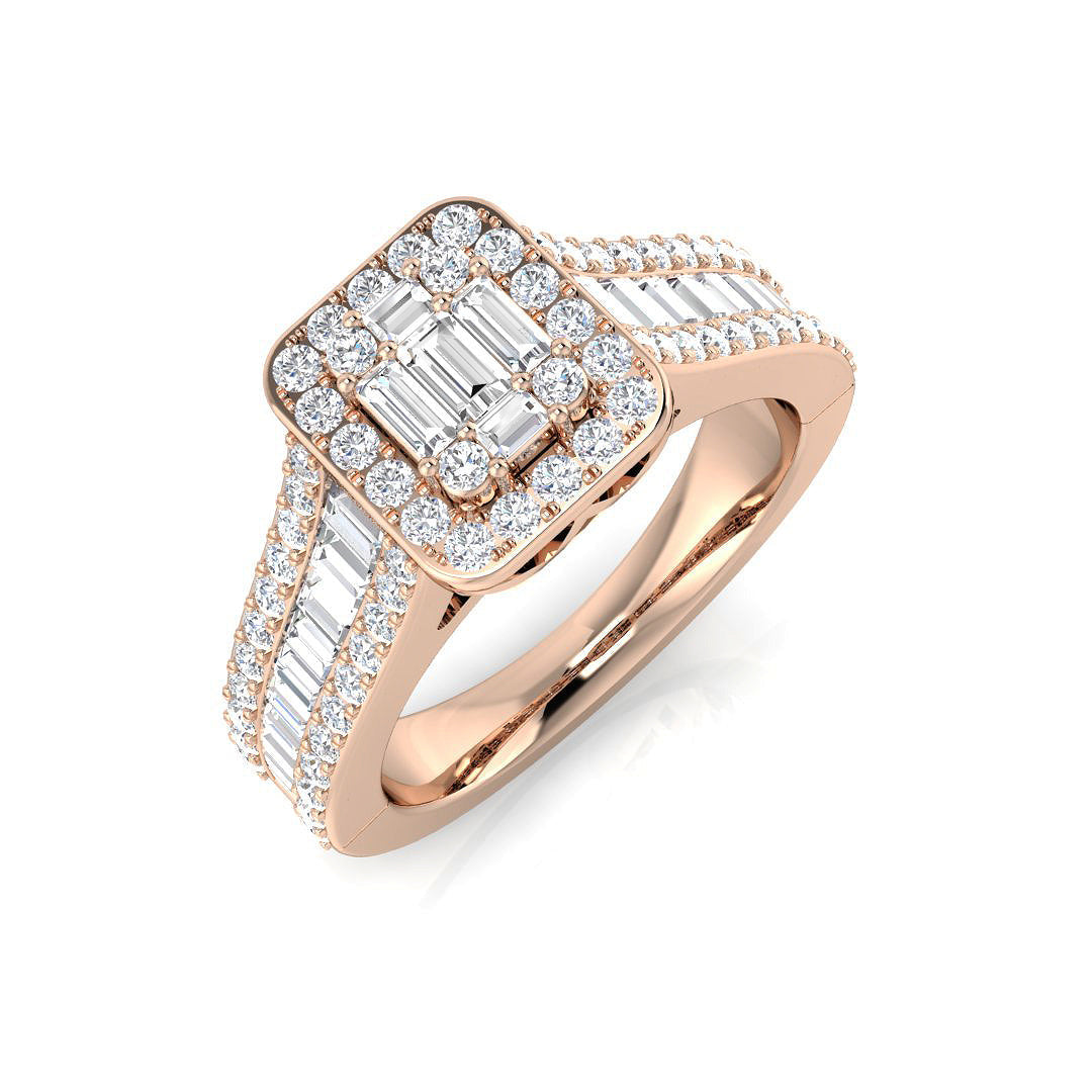 Baguette & Brilliant Diamond Ring 1.15ct–1.92ct – SR932 – 18k Rose Gold