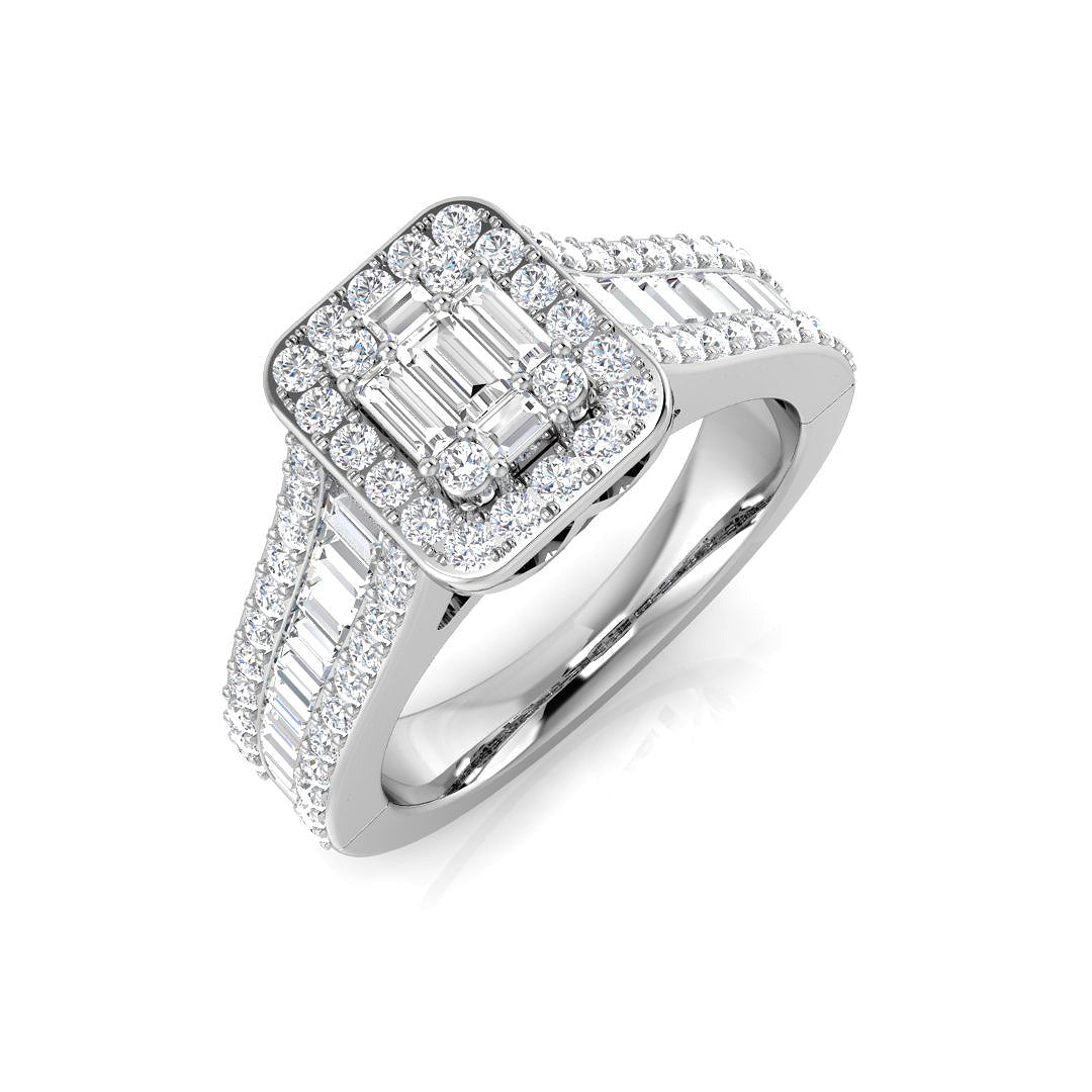 Baguette & Brilliant Diamond Ring 1.15ct–1.92ct – SR932 – 18k White Gold