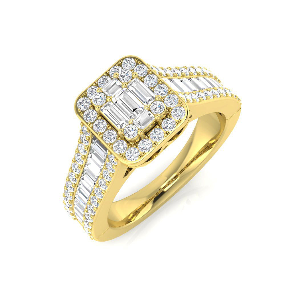 Baguette & Brilliant Diamond Ring 1.15ct–1.92ct – SR932 – 18k Yellow Gold