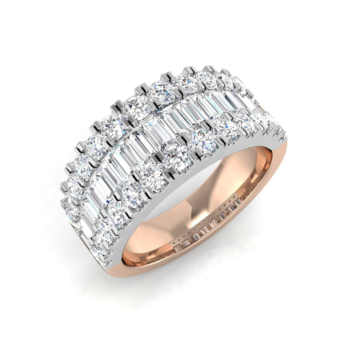 Baguette & Brilliant Diamond Ring 1.01ct–2.88ct – SR1888 – 18k Rose Gold