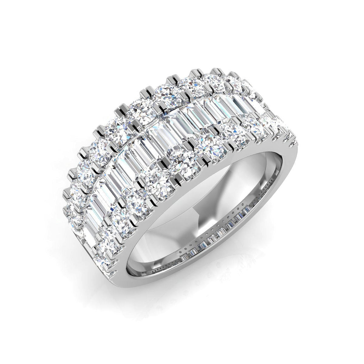 Baguette & Brilliant Diamond Ring 1.01ct–2.88ct – SR1888 – 18k White Gold