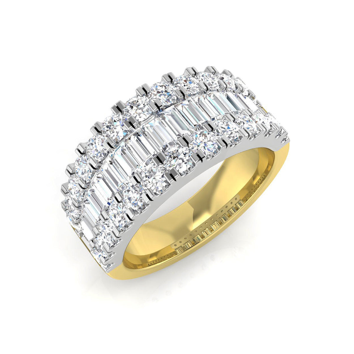 Baguette & Brilliant Diamond Ring 1.01ct–2.88ct – SR1888 – 18k Yellow Gold