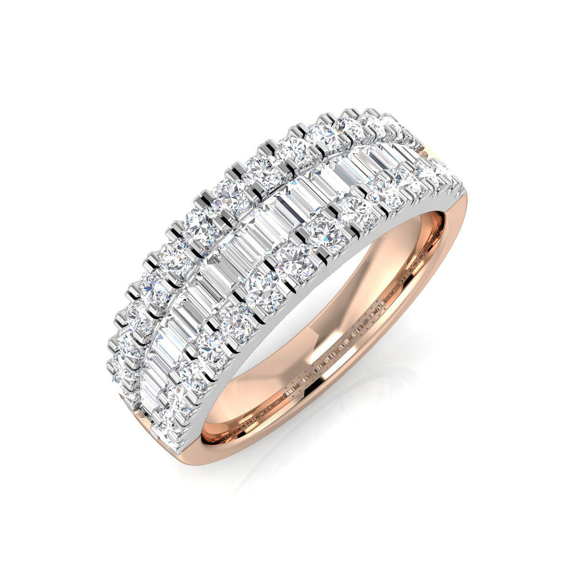 Baguette & Brilliant Diamond Ring 1.01ct–2.88ct – SR1888 – 18k Rose Gold
