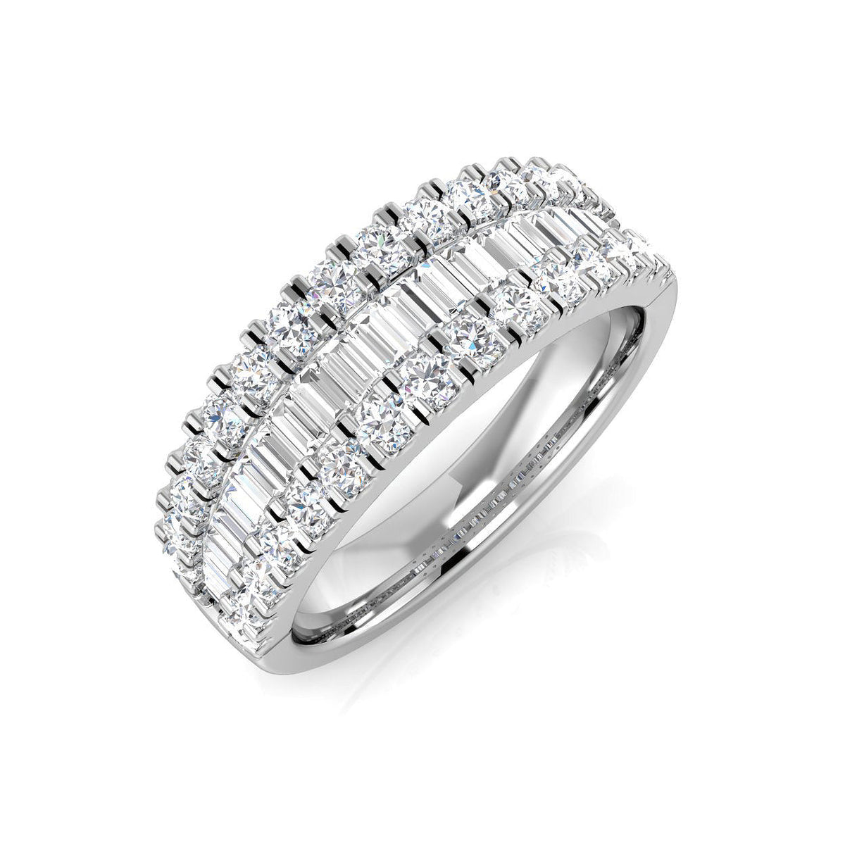 Baguette & Brilliant Diamond Ring 1.01ct–2.88ct – SR1888 – 18k White Gold