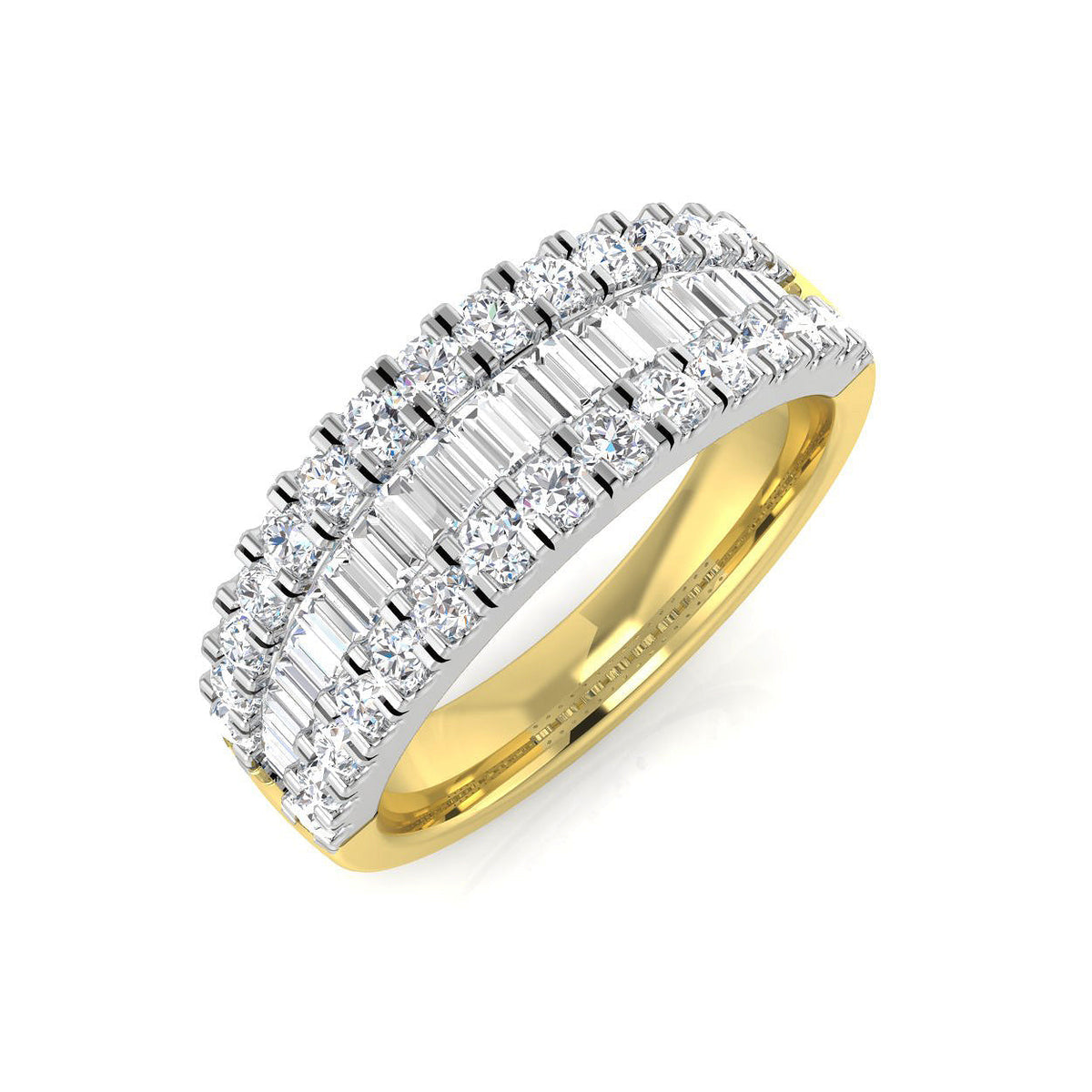 Baguette & Brilliant Diamond Ring 1.01ct–2.88ct – SR1888 – 18k Yellow Gold