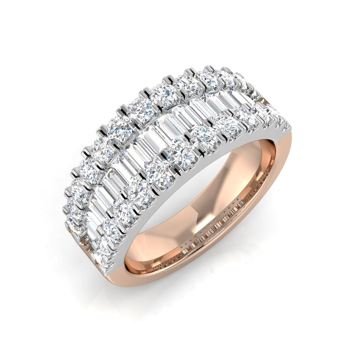 Baguette & Brilliant Diamond Ring 1.01ct–2.88ct – SR1888 – 18k Rose Gold