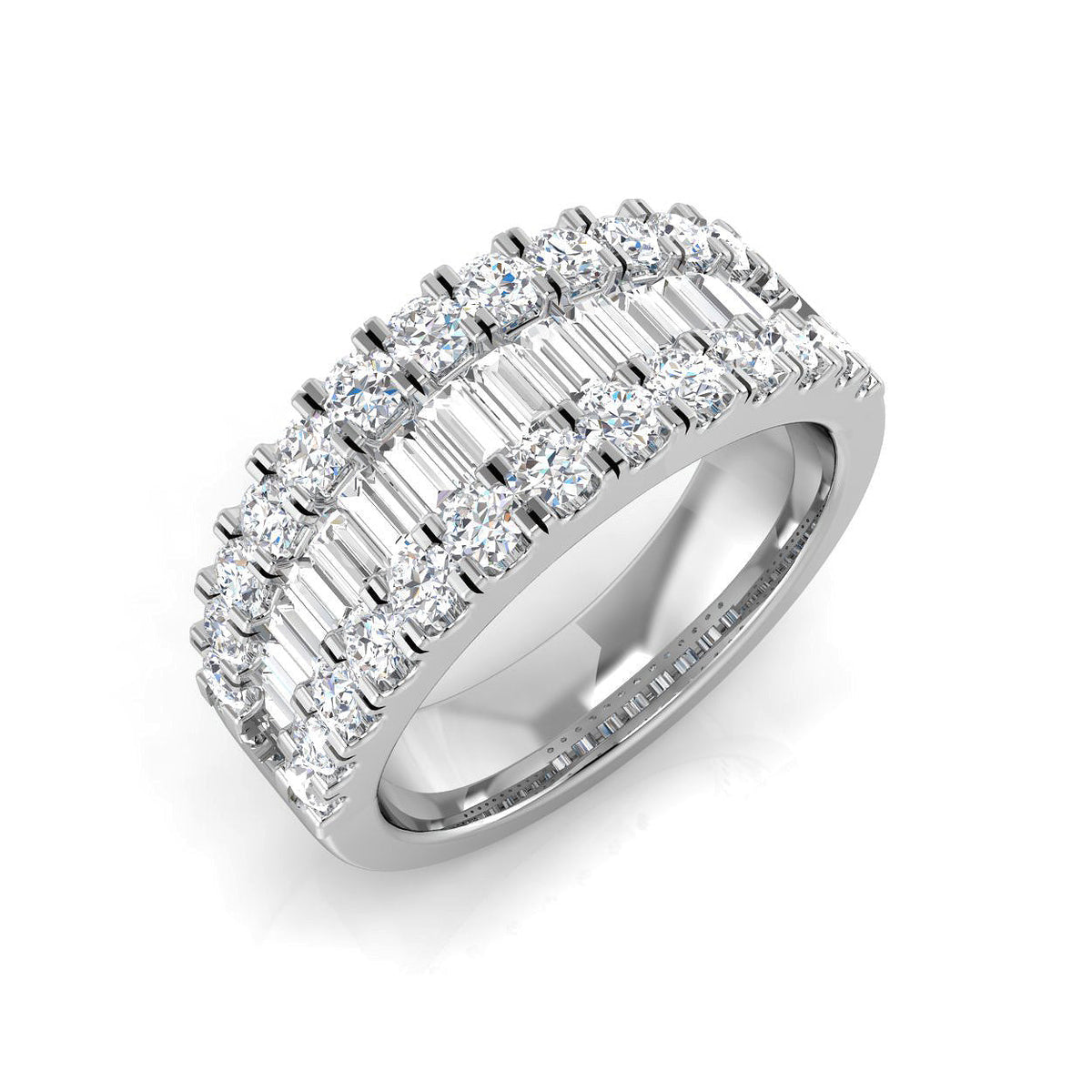 Baguette & Brilliant Diamond Ring 1.01ct–2.88ct – SR1888 – 18k White Gold