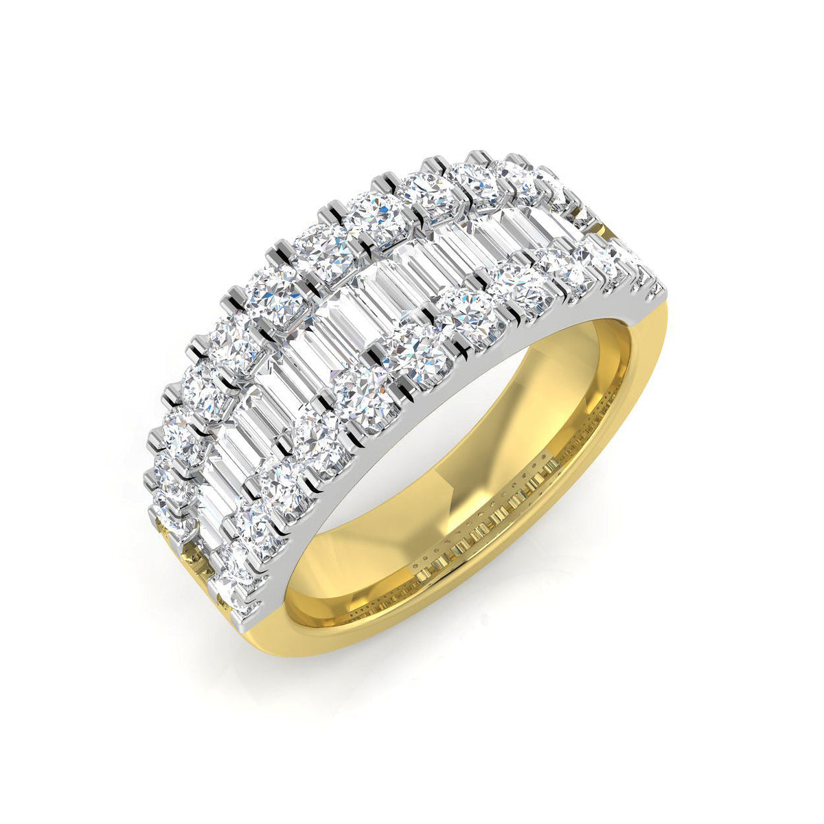 Baguette & Brilliant Diamond Ring 1.01ct–2.88ct – SR1888 – 18k Yellow Gold