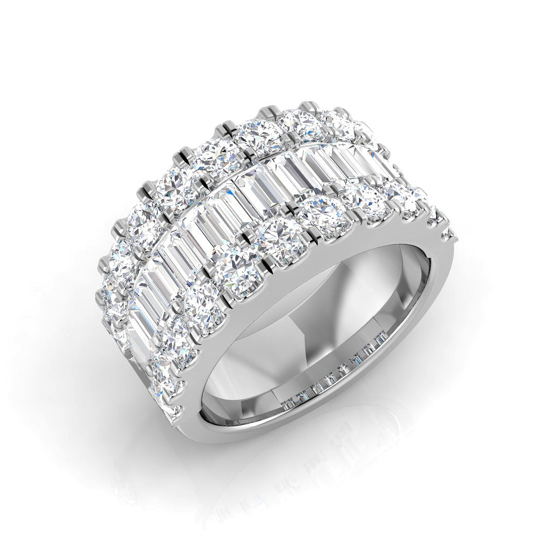 Baguette & Brilliant Diamond Ring 1.01ct–2.88ct – SR1888 – 18k White Gold