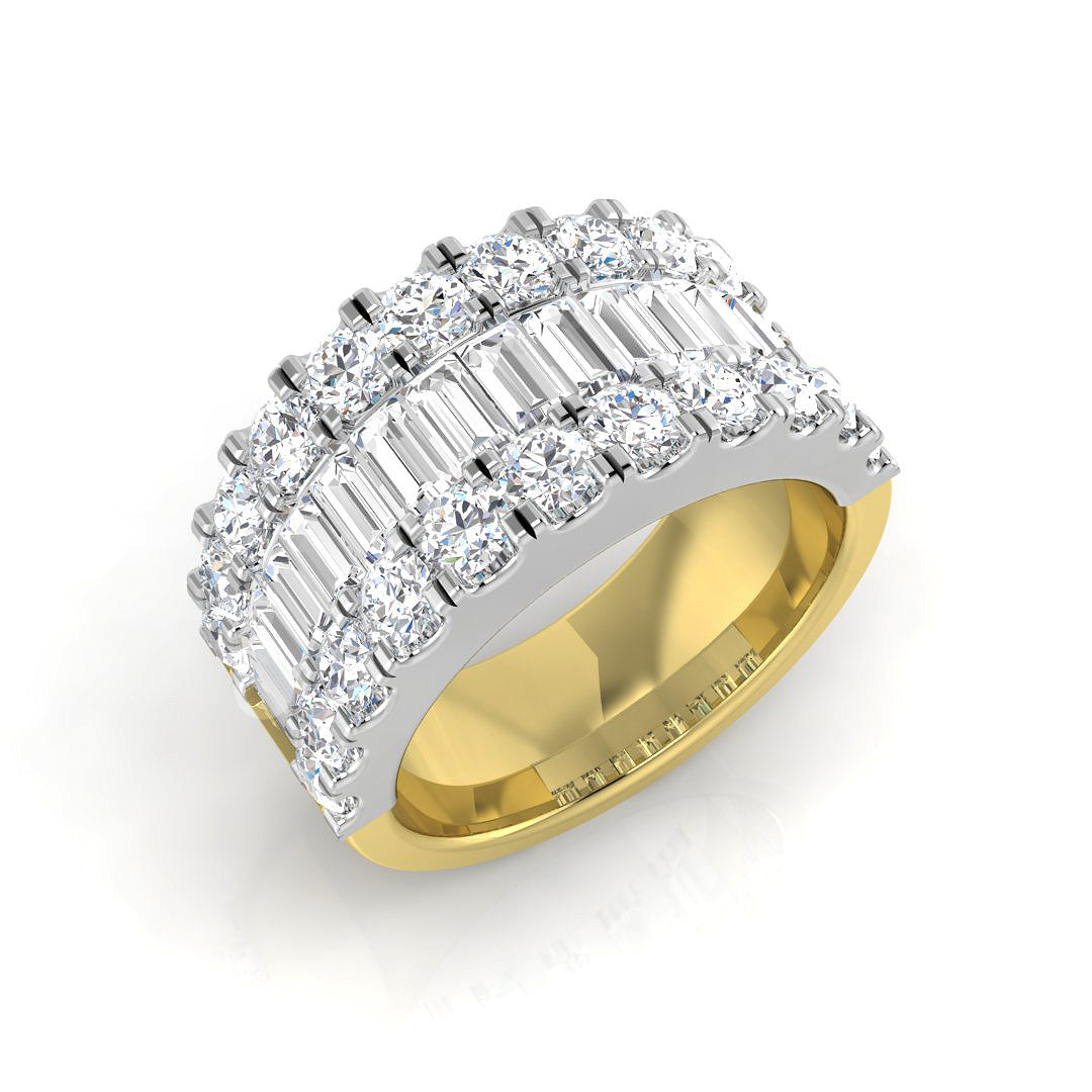 Baguette & Brilliant Diamond Ring 1.01ct–2.88ct – SR1888 – 18k Yellow Gold
