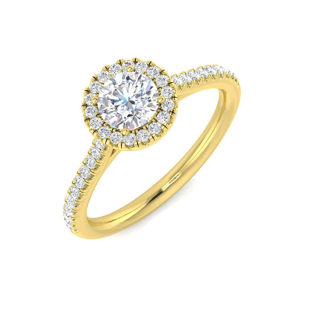 Halo Diamond Ring 0.25ct–2.74ct – SR195 – 18k Yellow Gold