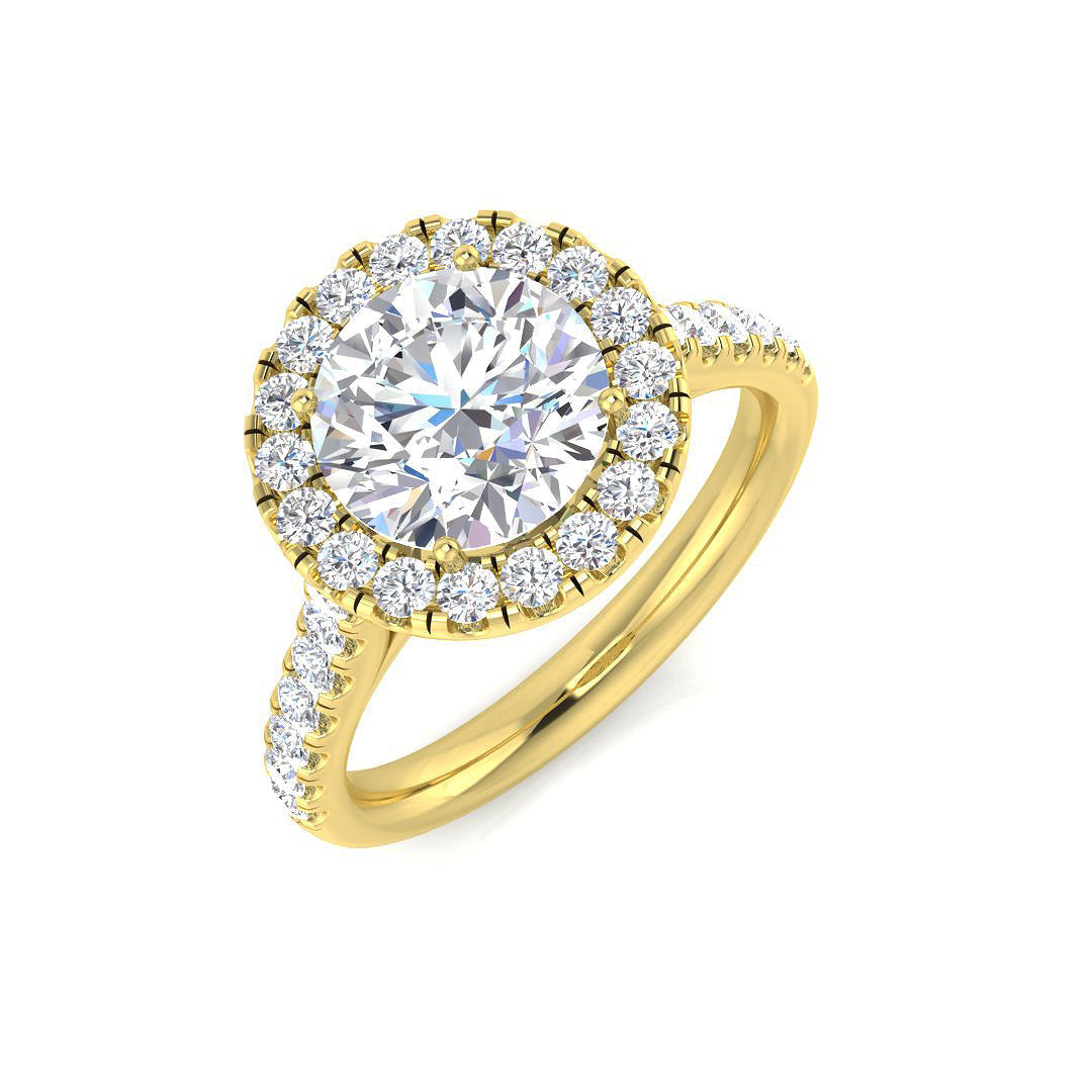 Halo Diamond Ring 0.25ct–2.74ct – SR195 – 18k Yellow Gold