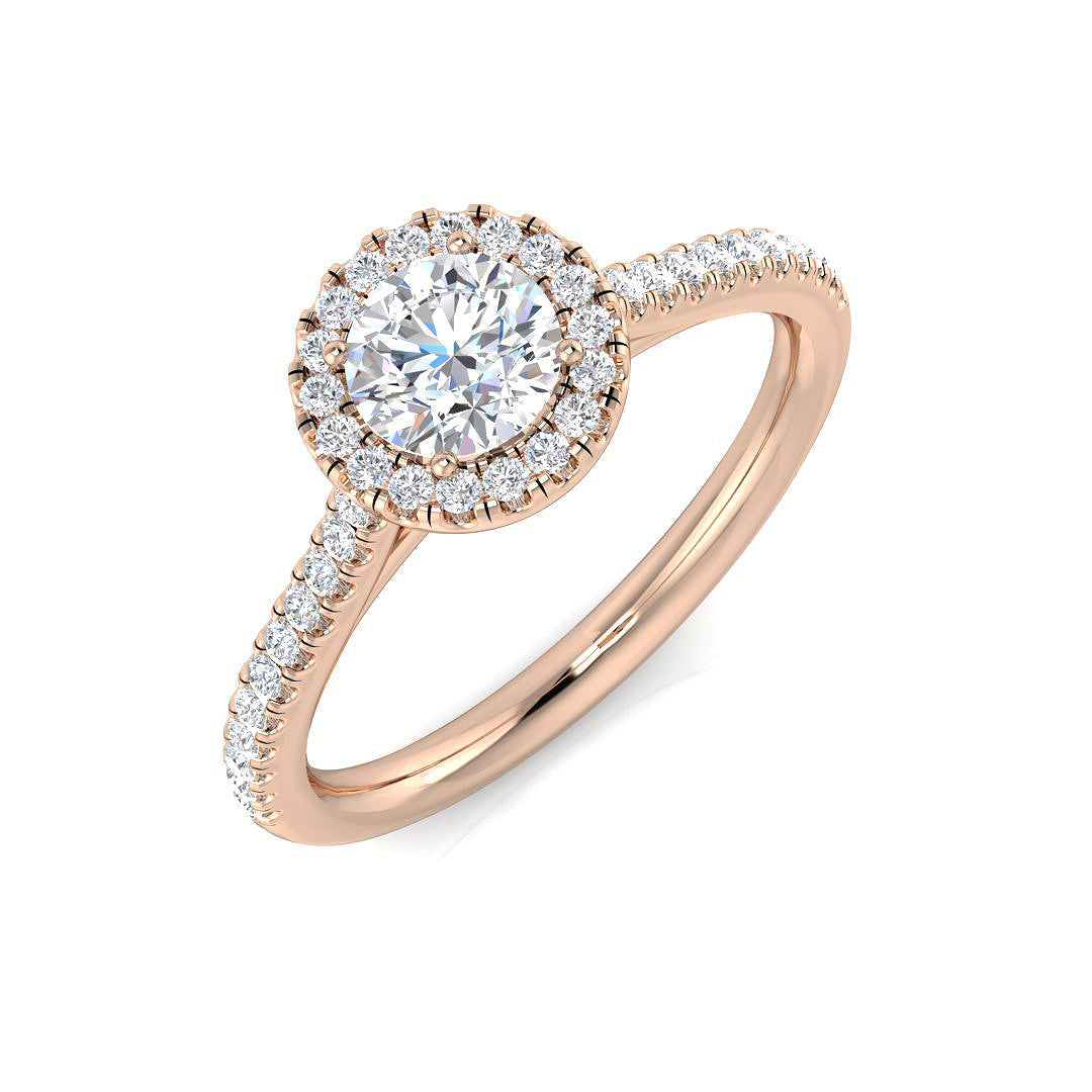 Halo Lab-Grown Diamond Ring 0.85ct – SR195-5.0 – 18k Rose Gold