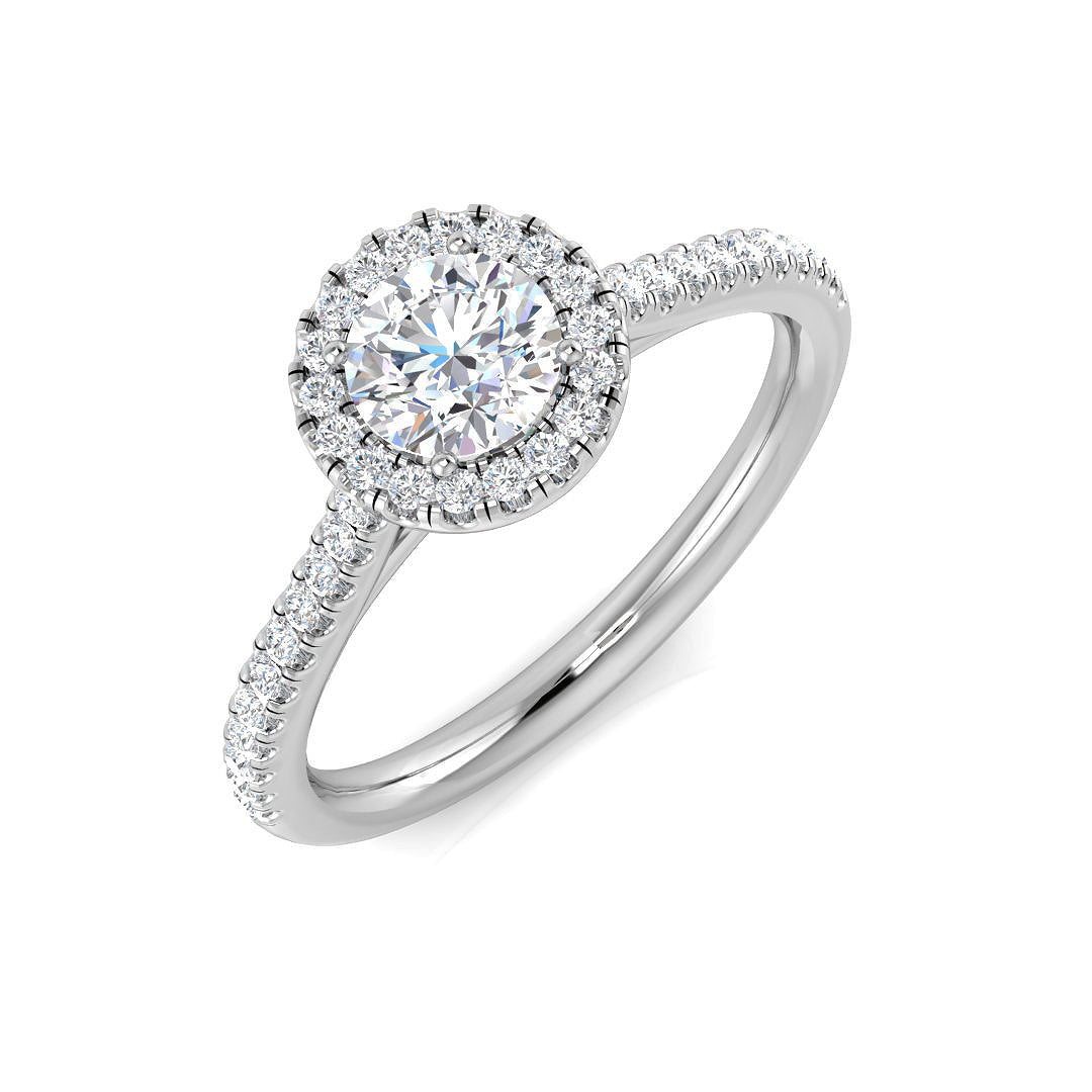 Halo Lab-Grown Diamond Ring 0.85ct – SR195-5.0 – 18k White Gold
