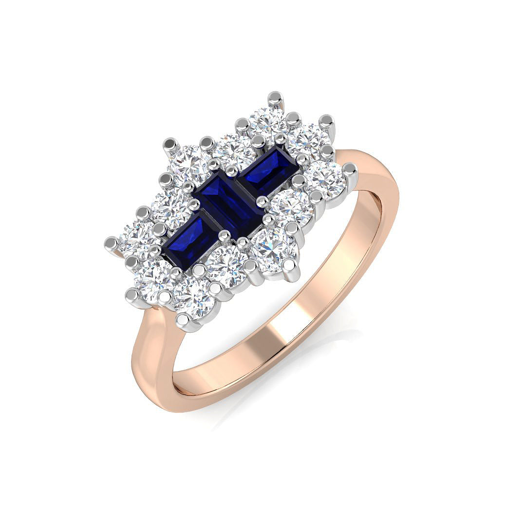 Boat Diamond Ring 0.93ct – SR2066~BS – 18k Rose Gold