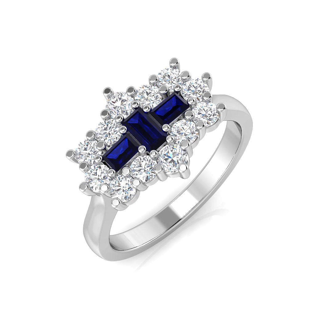 Boat Diamond Ring 0.93ct – SR2066~BS – 18k White Gold