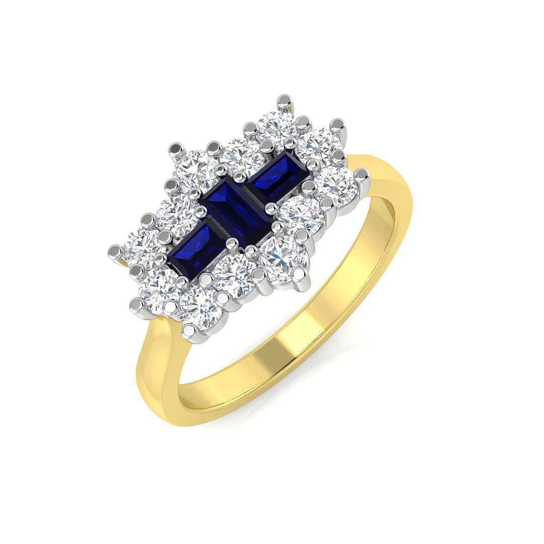 Boat Diamond Ring 0.93ct – SR2066~BS – 18k Yellow Gold