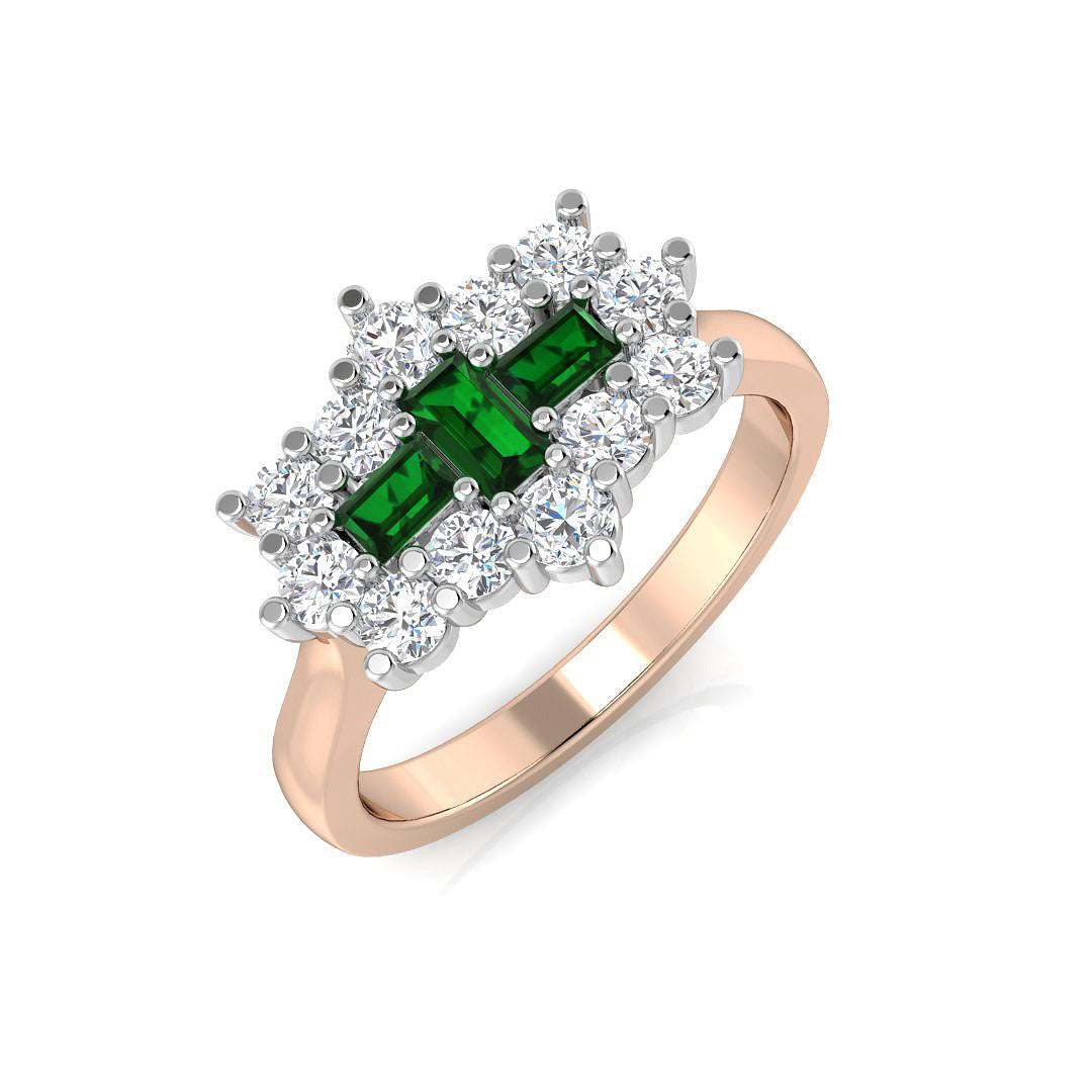 Boat Diamond Ring 0.93ct – SR2066~EM – 18k Rose Gold