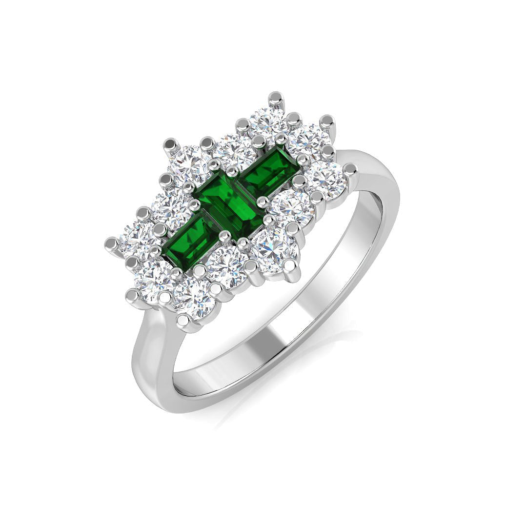 Boat Diamond Ring 0.93ct – SR2066~EM – 18k White Gold