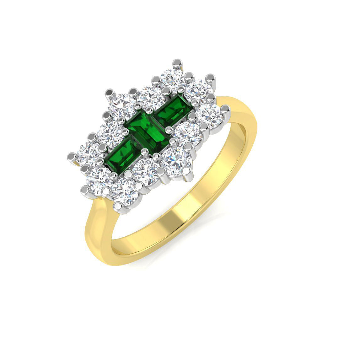 Boat Diamond Ring 0.93ct – SR2066~EM – 18k Yellow Gold