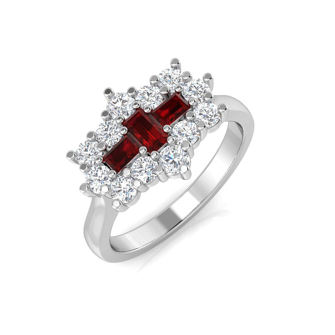 Boat Diamond Ring 1.04ct – SR2066~RY – 18k White Gold