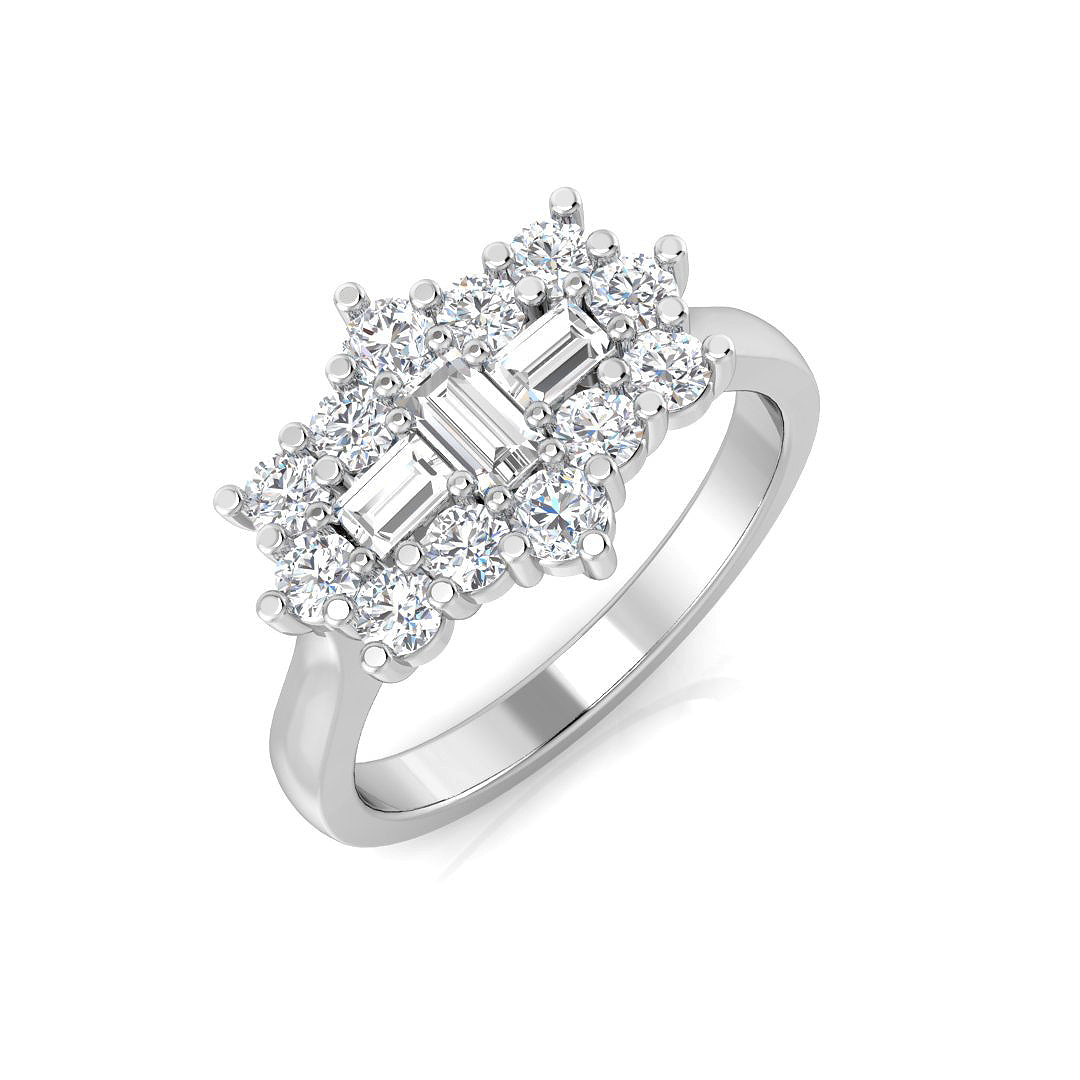 Boat Diamond Ring 0.92ct – SR2066 – 18k White Gold