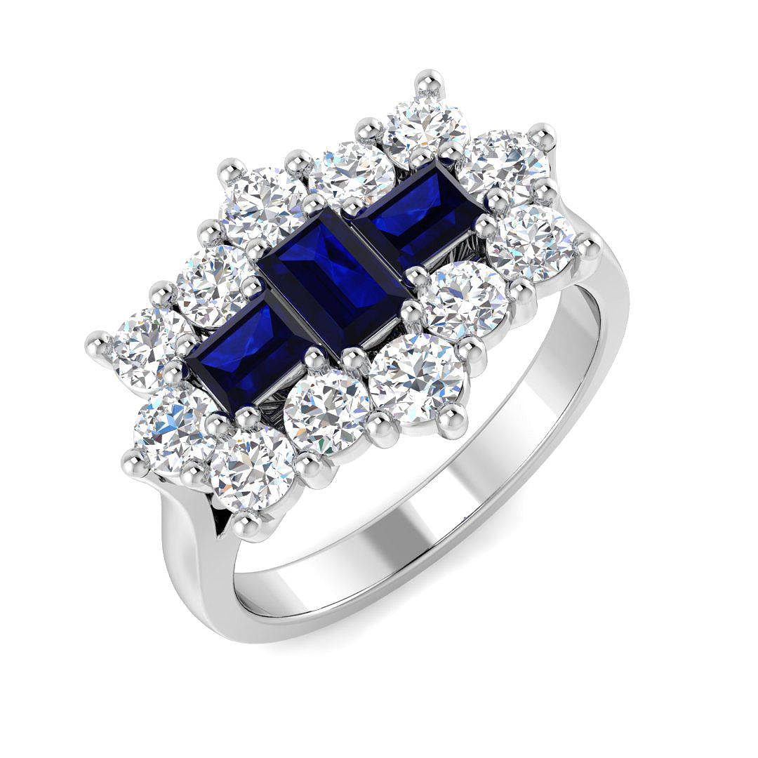 Boat Lab-Grown Diamond Ring 1.76ct – SR206~BS – 18k White Gold