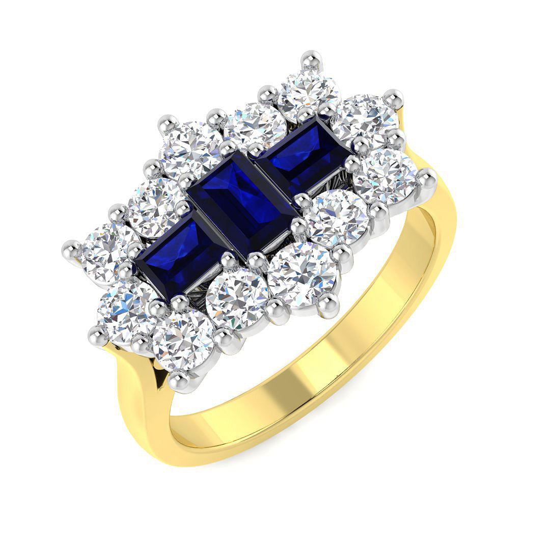 Boat Lab-Grown Diamond Ring 1.76ct – SR206~BS – 18k Yellow Gold
