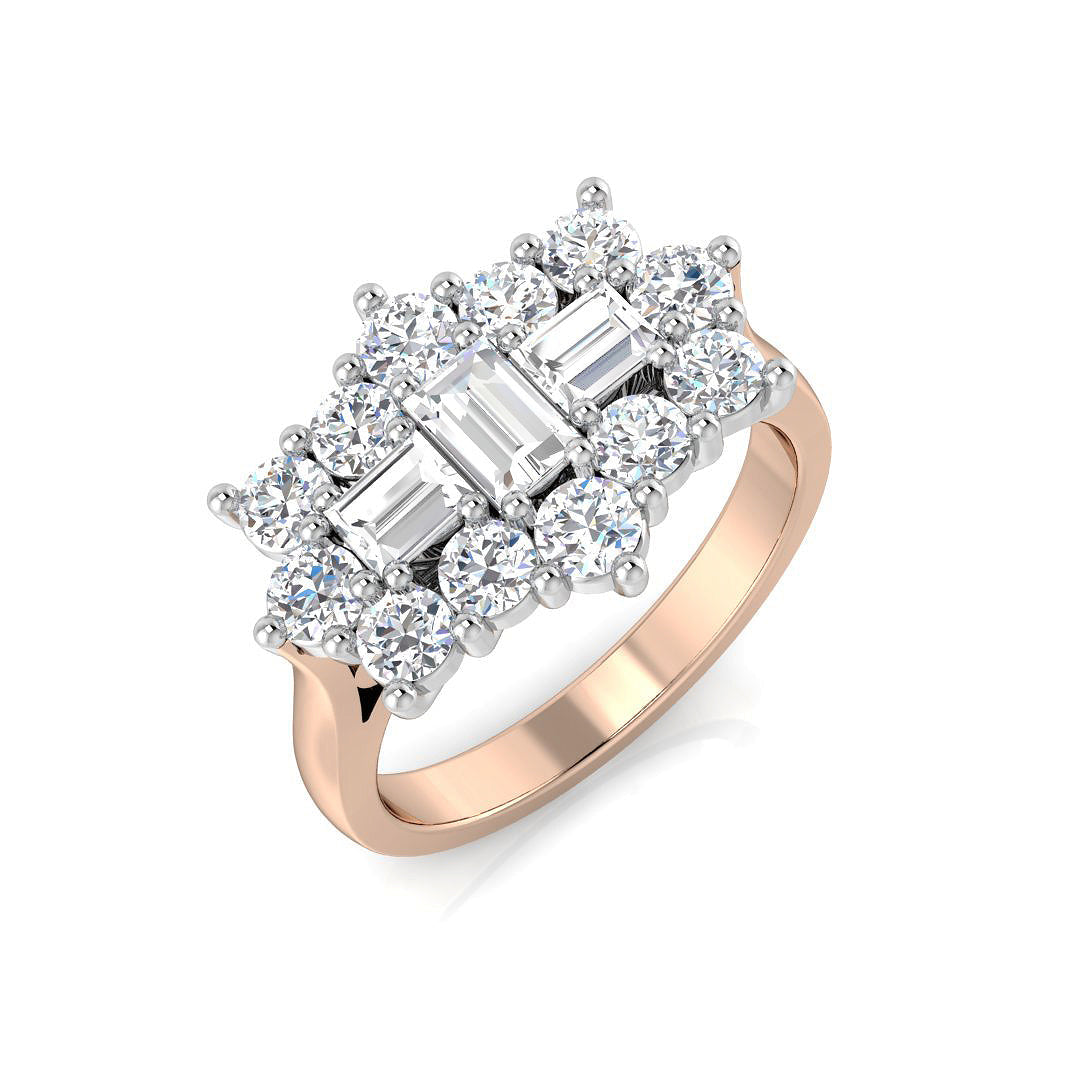 Baguette & Brilliant Diamond Ring 0.28ct–1.51ct – SR206 – 18k Rose Gold