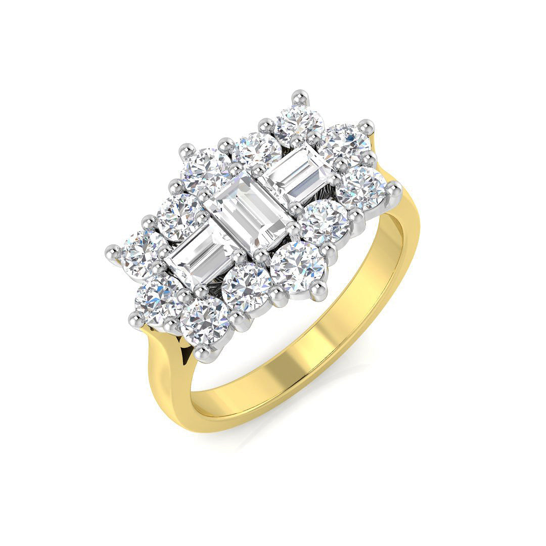 Baguette & Brilliant Diamond Ring 0.28ct–1.51ct – SR206 – 18k Yellow Gold