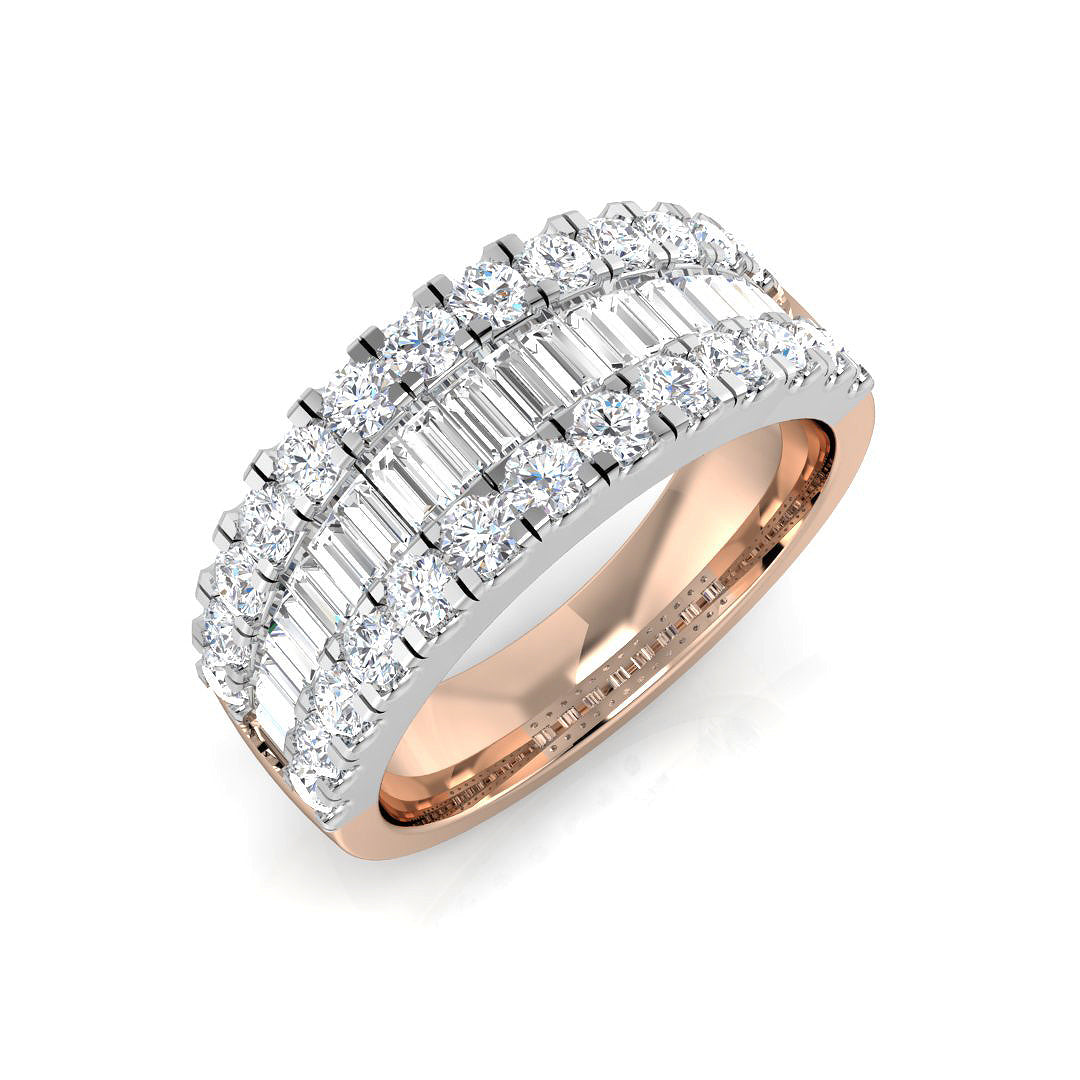 Baguette & Brilliant Diamond Ring 1.01ct–2.88ct – SR1888 – 18k Rose Gold