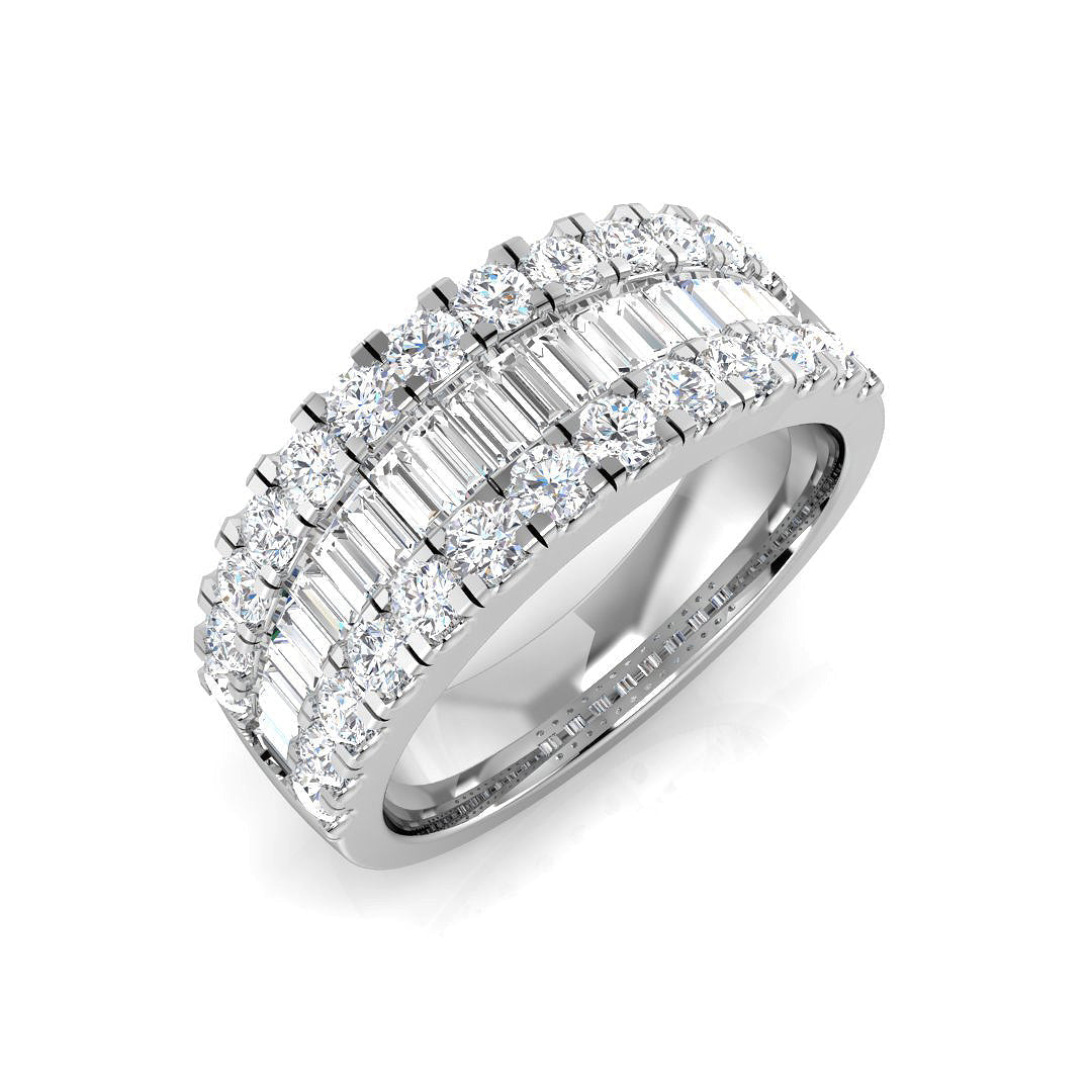 Baguette & Brilliant Diamond Ring 1.01ct–2.88ct – SR1888 – 18k White Gold