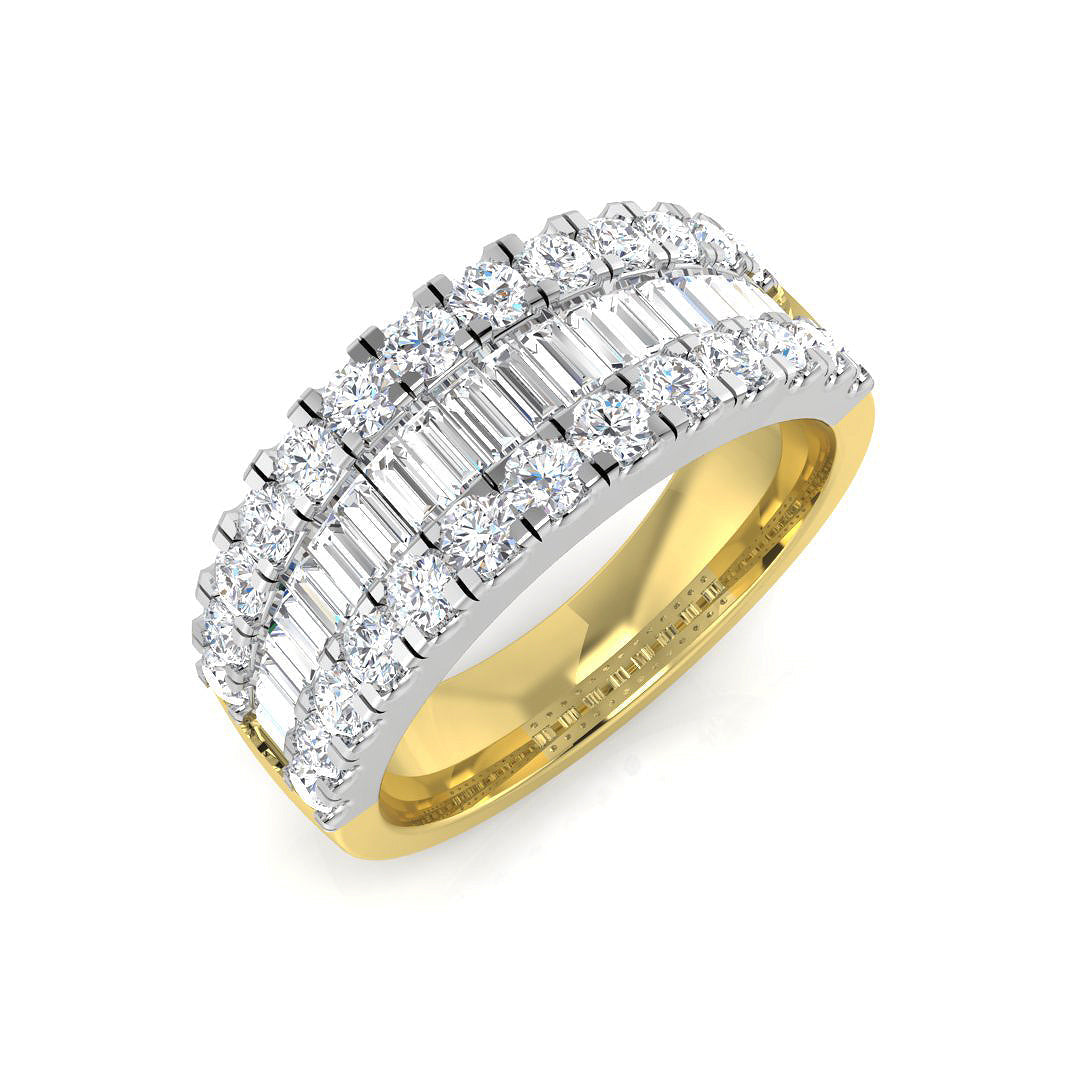 Baguette & Brilliant Diamond Ring 1.01ct–2.88ct – SR1888 – 18k Yellow Gold