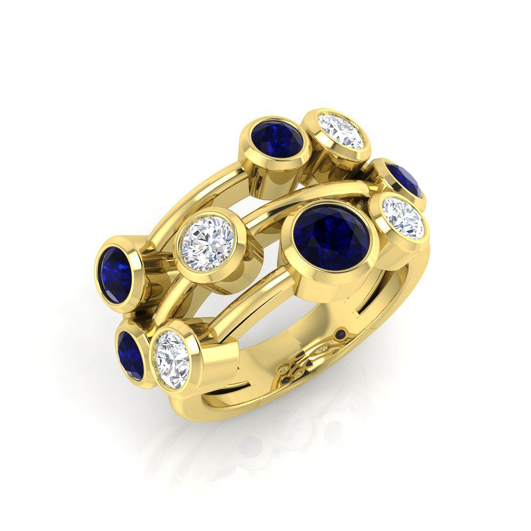 Bubble Diamond Ring 0.73ct–2.7ct – SR839~BS – 18k Yellow Gold