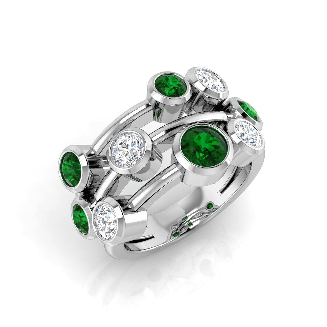 Bubble Diamond Ring 0.7ct–2.06ct – SL9944~EM – 18k White Gold