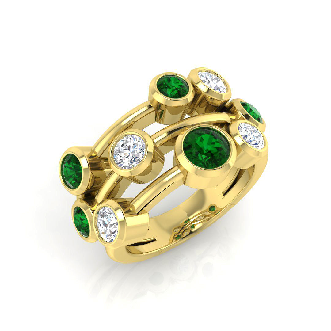 Bubble Diamond Ring 0.7ct–2.06ct – SL9944~EM – 18k Yellow Gold