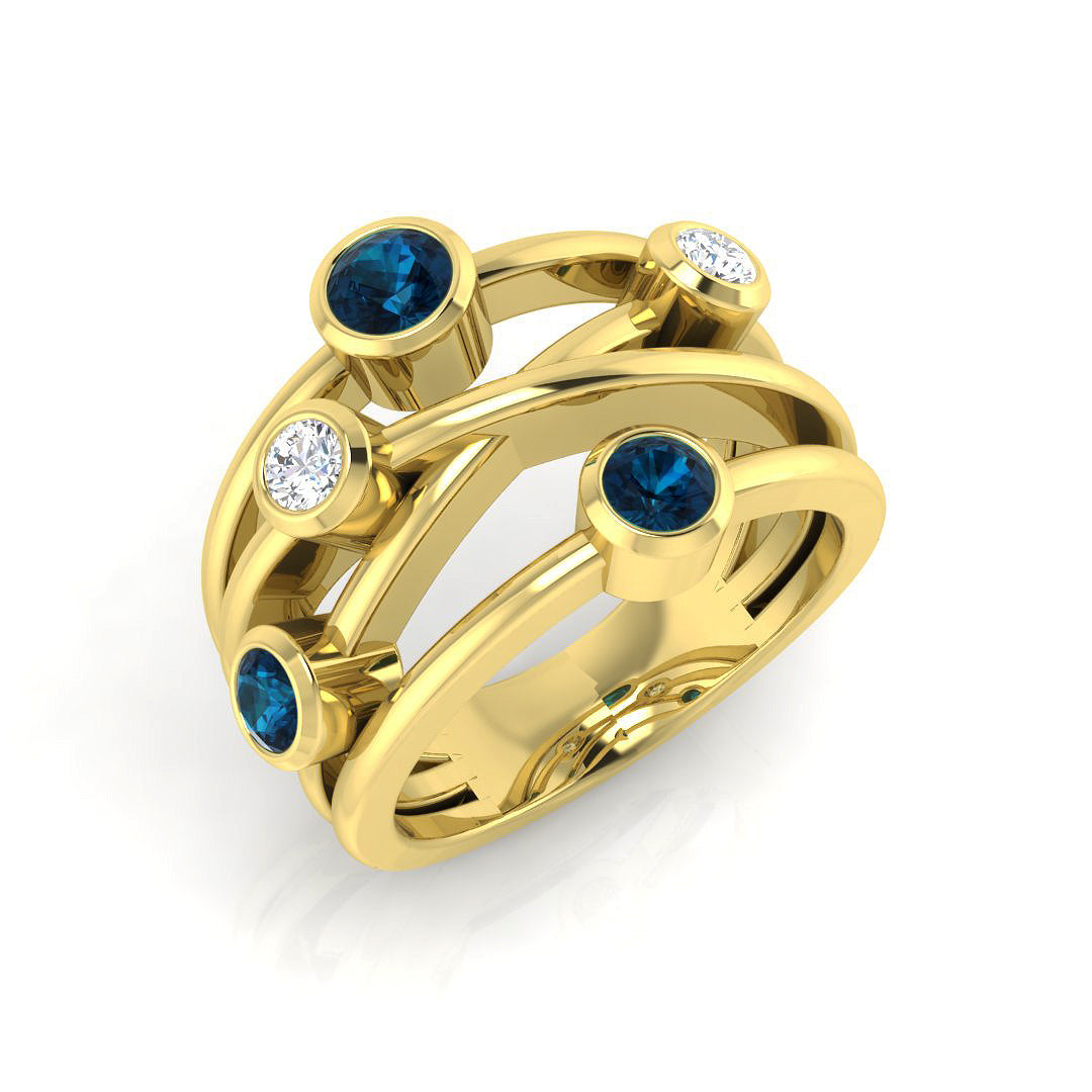 Bubble Diamond Ring 0.92ct – SR2170~LBT – 18k Yellow Gold