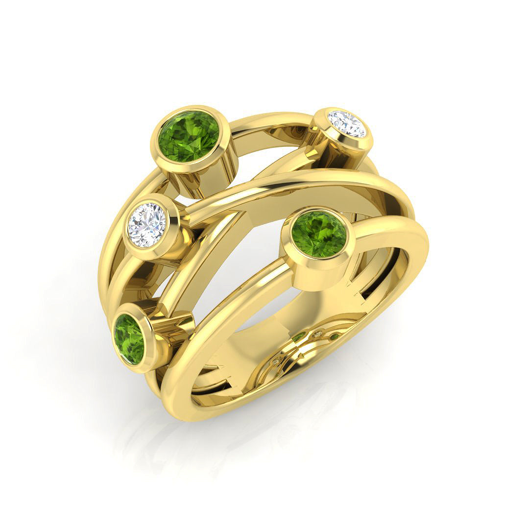 Bubble Diamond Ring 0.88ct – SR2170~PD – 18k Yellow Gold